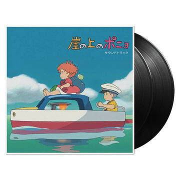 Studio Ghibli Ponyo Original Motion picture Soundtrack vinyl record cover showing Ponyo on a boat in the ocean.
